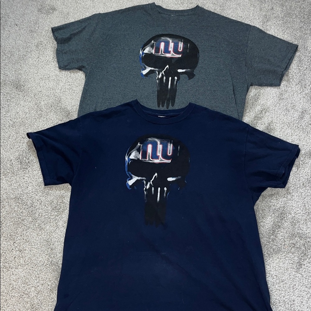 2-Vintage Style New York Giants Punisher Skull Helmet Football XL Blue Gray